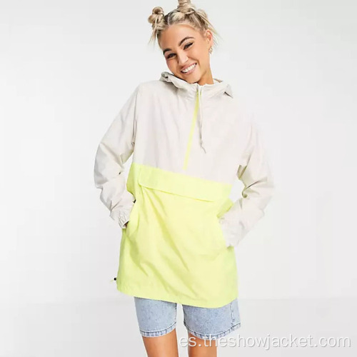 2021 Customization Anorak con capucha de color en contraste para mujer